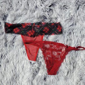 NWT VICTORIA'S SECRET size XS Christmas Thong SET Holiday Collection NEW